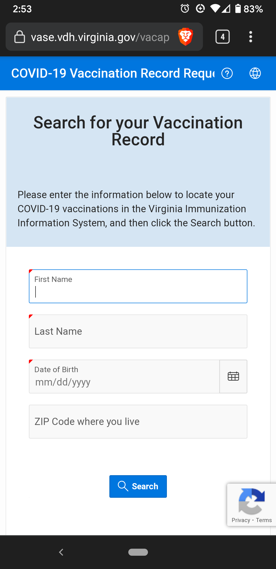 Bits & Wisdom > How to get your Vaccine Record from VDH > Screenshot_20210920-145324.png