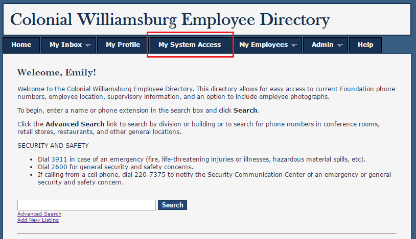 Bits & Wisdom > Employee Directory - Submitting a System Access Request for yourself > image2016-5-16 14:37:51.png